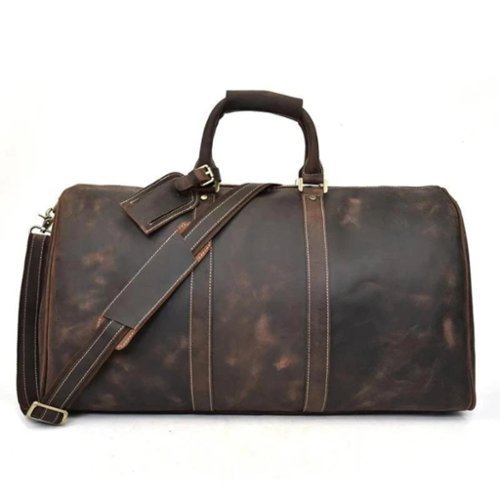 Steel Horse Leather - The Bjarke Weekender | Handcrafted Leather Duffle Bag - Dark Brown-Front_Standard 