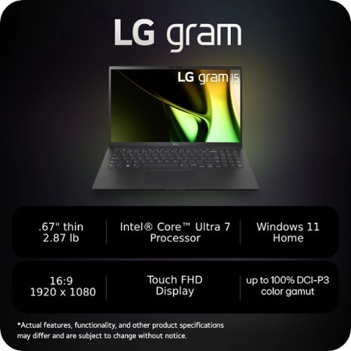 LG  gram 15 Laptop - Intel Core Ultra 7 - 32GB RAM - 1TB SSD - Black BUY IN GERMANY