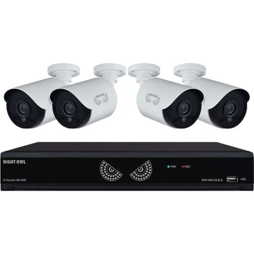  Night Owl - 8-Channel 4-Cameras Indoor/Outdoor Wired 1080p 1TB DVR Security System