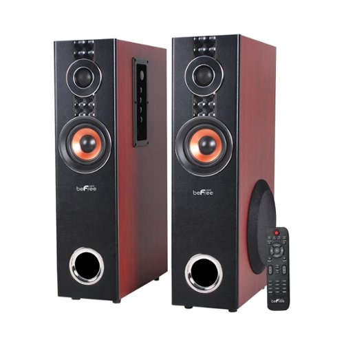  beFree Sound - 6-1/2&quot; Powered 3-Way Floor Speakers (Pair) - Wood