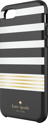  kate spade new york - Protective Hardshell Case for Apple® iPhone® 7 - White/Gold foil/Stripe 2 black