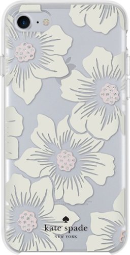 kate spade new york - Protective Hardshell Case for Apple® iPhone® SE (3rd Generation) and iPhone® 8/7/6/6s - Hollyhock Floral Clear/Cream with Stones
