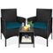 Best Choice Products - 3-Piece Outdoor Wicker Conversation Patio Bistro Set, w/ 2 Chairs, Table - Black/Peacock-Front_Standard