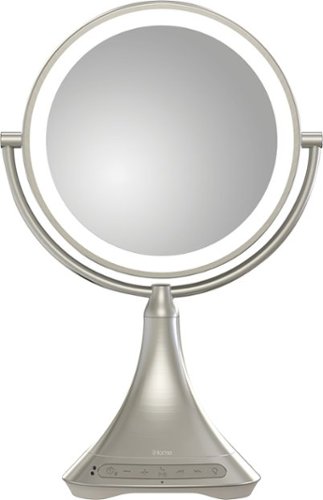 iHome - 9&quot; Double-sided Vanity Mirror with Built in Bluetooth Speaker - Silver nickel
