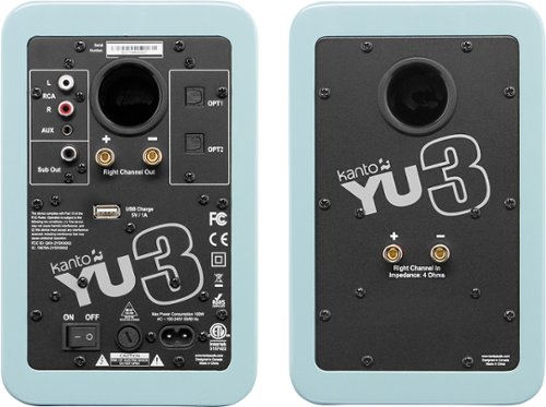 Kanto - YU3 4" 60W 2-Way Powered Bookshelf Speakers (Pair) - Gloss Teal-Back_Standard 