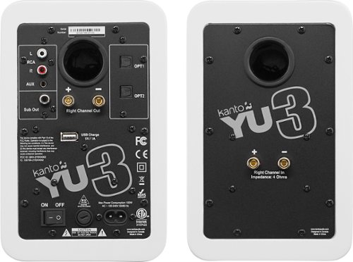 Kanto - YU3 4" 60W 2-Way Powered Bookshelf Speakers (Pair) - Gloss White-Back_Standard 