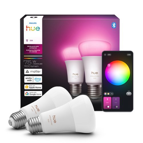 Philips - Hue Smart A19 E26 Bulb, 2pk - White and Color Ambiance