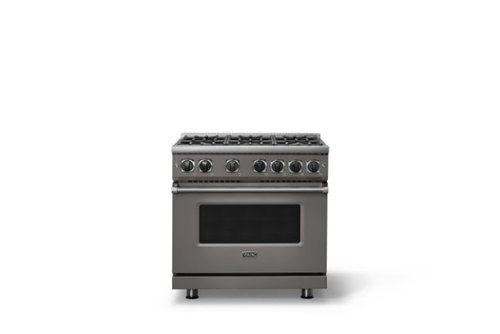 Viking - 36 in. Wide 6 Burner Pro 7 Series 5.6 Cu. Ft. Freestanding Sealed Burner Gas Convection Range - Damascus Gray - Damascus Gray-Front_Standard 