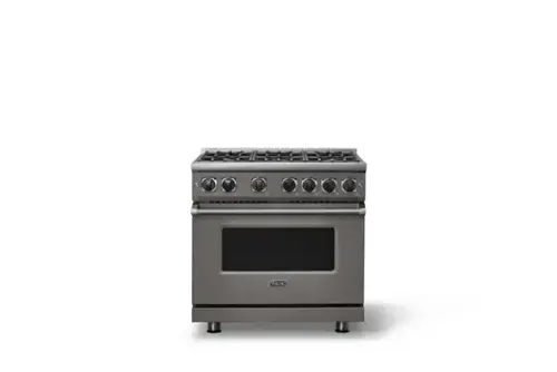 Front. Viking - Pro 7 Series 5.6 Cu. Ft. Freestanding Sealed 4 Burner Gas Convection Range - Damascus Gray - Damascus Gray.