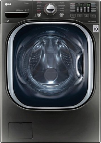 LG - 4.5 Cu. Ft. High Efficiency Stackable Front-Load Washer with Steam and TurboWash Technology - Black stainless steel