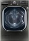 LG - 4.5 Cu. Ft. High-Efficiency Stackable Front-Load Washer with Steam and TurboWash Technology - Black stainless steel-Front_Standard 