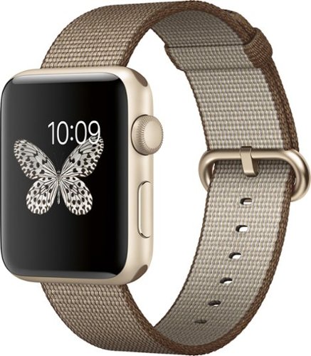  Apple Watch Series 2 42mm Gold Aluminum Case Toasted Coffee/Caramel Woven Nylon Band - Gold Aluminum