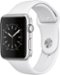 Apple Watch Series 1 42mm Silver Aluminum Case White Sport Band - Silver Aluminum-Front_Standard 