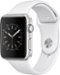 Apple Watch Series 1 42mm Silver Aluminum Case White Sport Band - Silver Aluminum - (2016)-Front_Standard