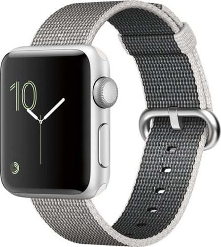  Apple Watch Series 2 38mm Silver Aluminum Case Pearl Woven Nylon Band - Silver Aluminum