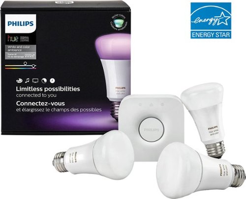  Philips - Hue A19 Starter Kit - White and Color Ambiance