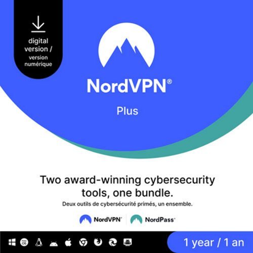 NordVPN - Cybersecurity Plus Package with VPN and Password Manager (1-Year Subscription) - Android, Apple iOS, Linux, Mac OS, Windows [Digital]