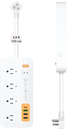 j5create 4-Outlet/3-USB-A/1-USB-C 500J Smart Matter Enabled Surge Protector Power Strip - White & Orange WORLDWIDE DELIVERY