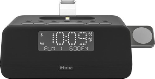  iHome - FM Docking Dual-Alarm Clock Radio with Apple Watch Charger - Black