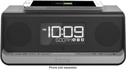  iHome - Dual-Alarm Clock with Wireless Qi Charging - Gunmetal