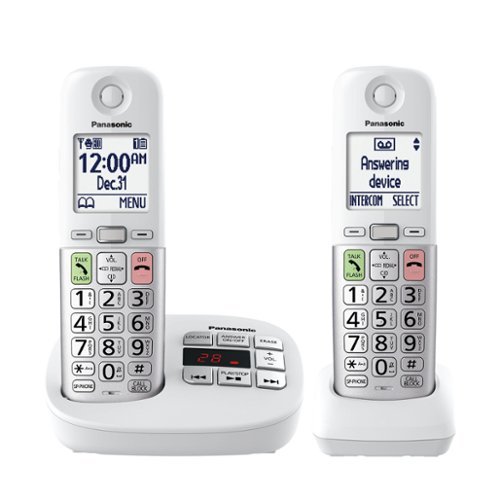 Panasonic - Easy-to-Use Cordless Phone with Flashlight and Quick-Touch Dialing - KX-TGU4 Series - White-Front_Standard 