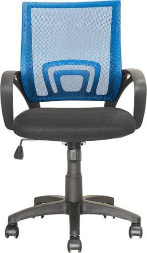 CorLiving - Workspace 5-Pointed Star Mesh Linen Fabric Chair - Black/Process Blue