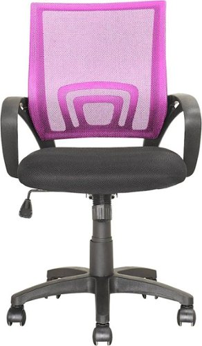 CorLiving - Workspace 5-Pointed Star Mesh Linen Fabric Chair - Black/Pink