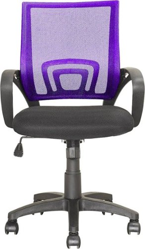 CorLiving - Workspace 5-Pointed Star Mesh Linen Fabric Chair - Black/Purple