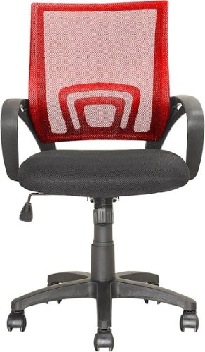 CorLiving - Workspace 5-Pointed Star Mesh Linen Fabric Chair - Black/Red