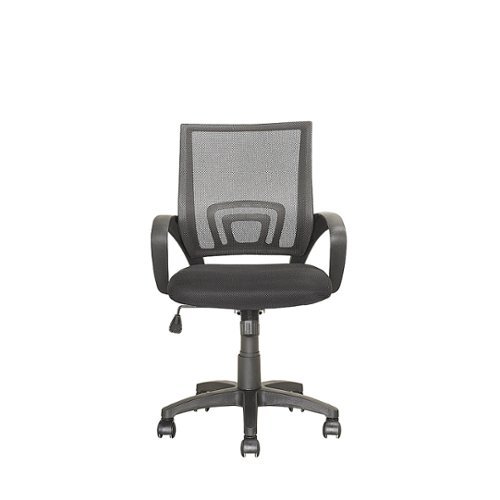 CorLiving - Workspace 5-Pointed Star Mesh Linen Fabric Chair - Dark Grey