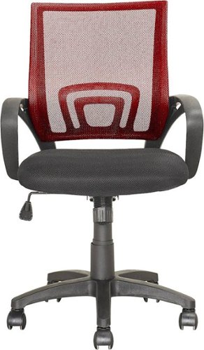 CorLiving - Workspace 5-Pointed Star Mesh Linen Fabric Chair - Black/Maroon