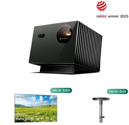Valerion - VisionMaster Pro2 Triple Laser Projector+120-inch Fixed Frame Screen+ Ceiling Mount - Black-Front_Standard 