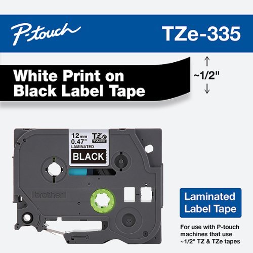 Image of Brother - P-touch TZE-335 Laminated Label Tape - White on Black