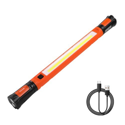 VEVOR - Underhood Work Light, 1250LM, 6000mAh Rechargeable Magnetic Bright LED Light, Portable Cordless Mechanic Work Light Bar - Black and Orange-Front_Standard 