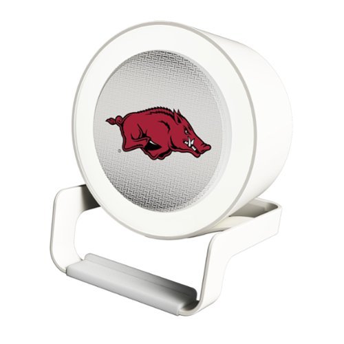 Keyscaper - Arkansas Razorbacks Linen Print Nightlight Charger & Bluetooth Speaker - White-Front_Standard 