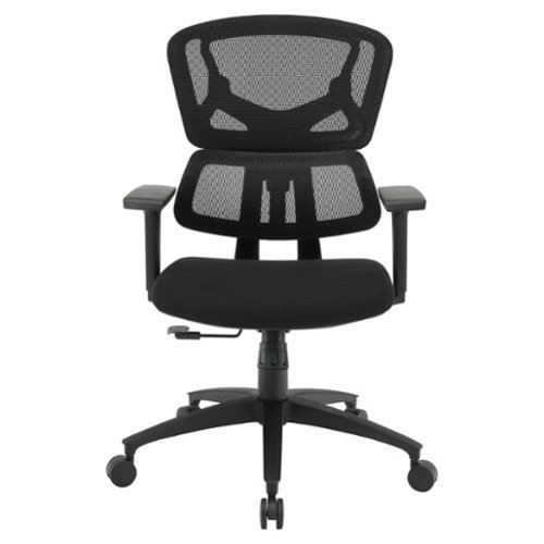 OSP Home Furnishings - Mesh Back with Adjustable Arms on Nylon Base - Black-Front_Standard 