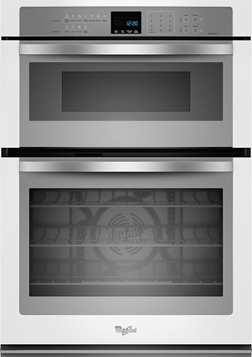 Whirlpool - 30" Single Electric Convection Wall Oven with Built-In Microwave - White-Front_Standard 