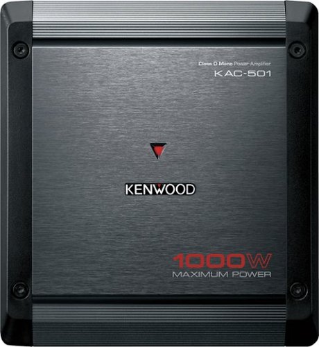  Kenwood - KAC 1000W Class D Digital Mono MOSFET Amplifier with Variable Low-Pass Crossover - Black/Dark silver