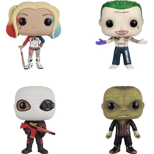  Funko - Suicide Squad: POP! Movie Collectors Set: Harley Quinn, Joker Shirtless, Deadshot(masked) &amp; Killer Croc - Multi