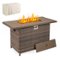 Costway - 44.5" Propane Fire Pit Table with Metal Slatted Tabletop & Stainless Steel Burner - Brown-Front_Standard