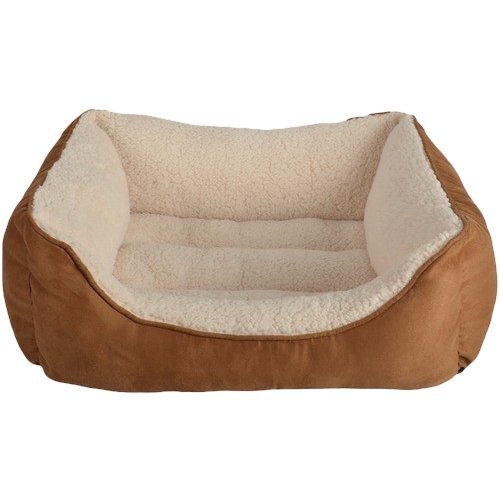  PetSpaces - Faux-Suede Rectangular Pet Bed (Medium) - Brown