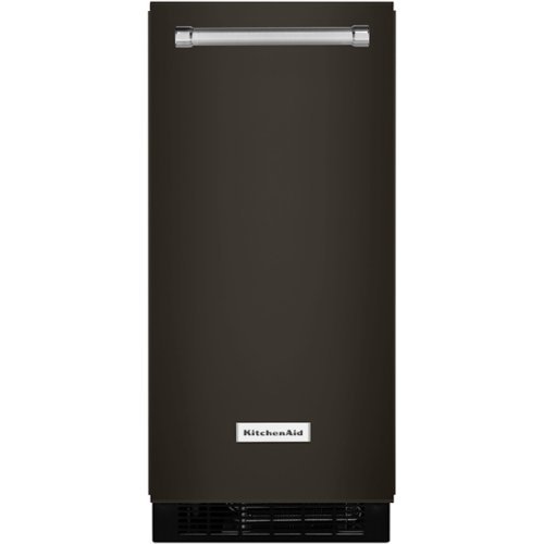 KitchenAid - 15'' 50-Lb. Built-In Icemaker - Black stainless steel-Front_Standard 