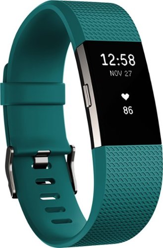  Fitbit - Charge 2 Activity Tracker + Heart Rate (Large) - Teal Silver