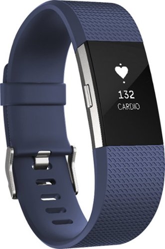  Fitbit - Charge 2 Activity Tracker + Heart Rate (Large) - Blue Silver