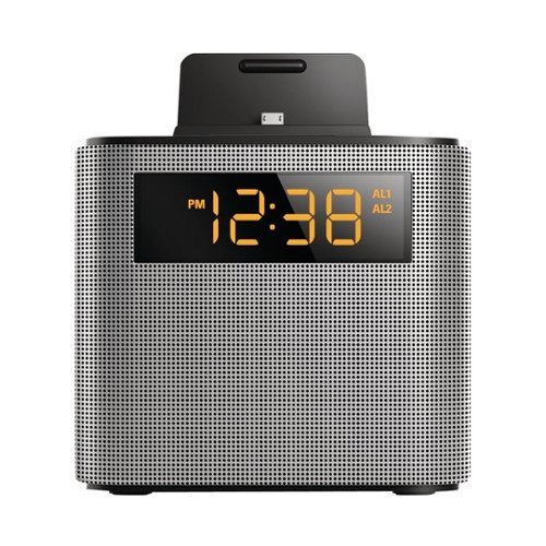  Philips - FM Docking Dual-Alarm Clock Radio - Silver/Black