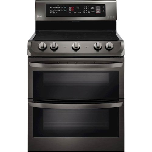 LG - 7.3 Cu. Ft. Self-Cleaning Freestanding Double Oven Electric Range with ProBake Convection - Black Stainless Steel