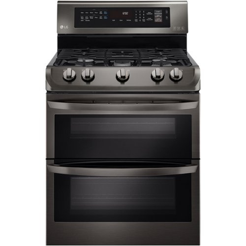 LG - 6.9 Cu. Ft. Self-Cleaning Freestanding Double Oven Gas Range with ProBake Convection - Black Stainless Steel-Front_Standard 