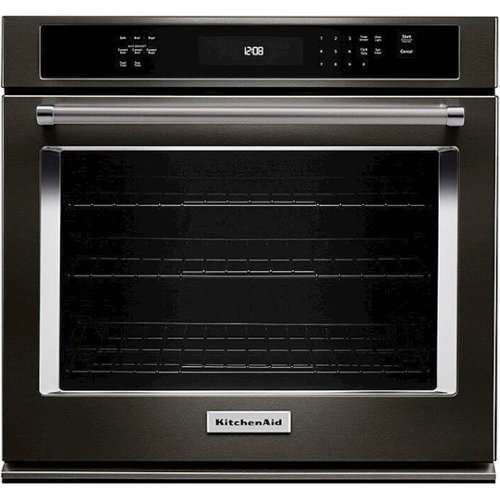 KitchenAid - 27" Built-In Single Electric Convection Wall Oven - Black stainless steel