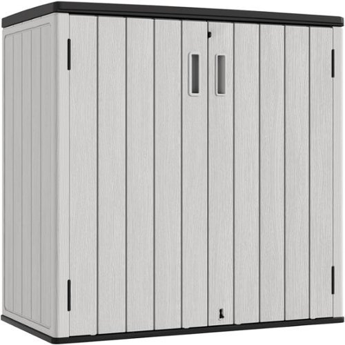 Decksplore - Outdoor Vertical Storage Shed Outdoor Storage Cabinet Waterproof,Resin Sheds Outdoor Storage Clearance for Garden,Patio - Gray-Front_Standard 