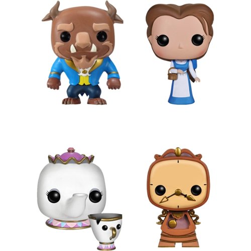  Funko - Beauty and The Beast Movie Pop! Disney Collectors Set: The Beast, Peasant Belle, Mrs. Potts with Chip, Cogsworth - Multi